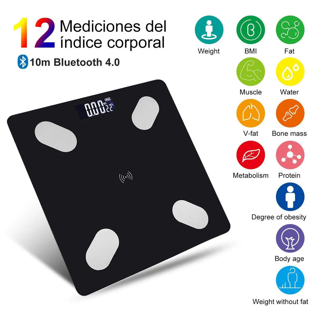 BÁSCULA INTELIGENTE BLUETOOTH – CONTROLA TU SALUD DESDE TU CELULAR