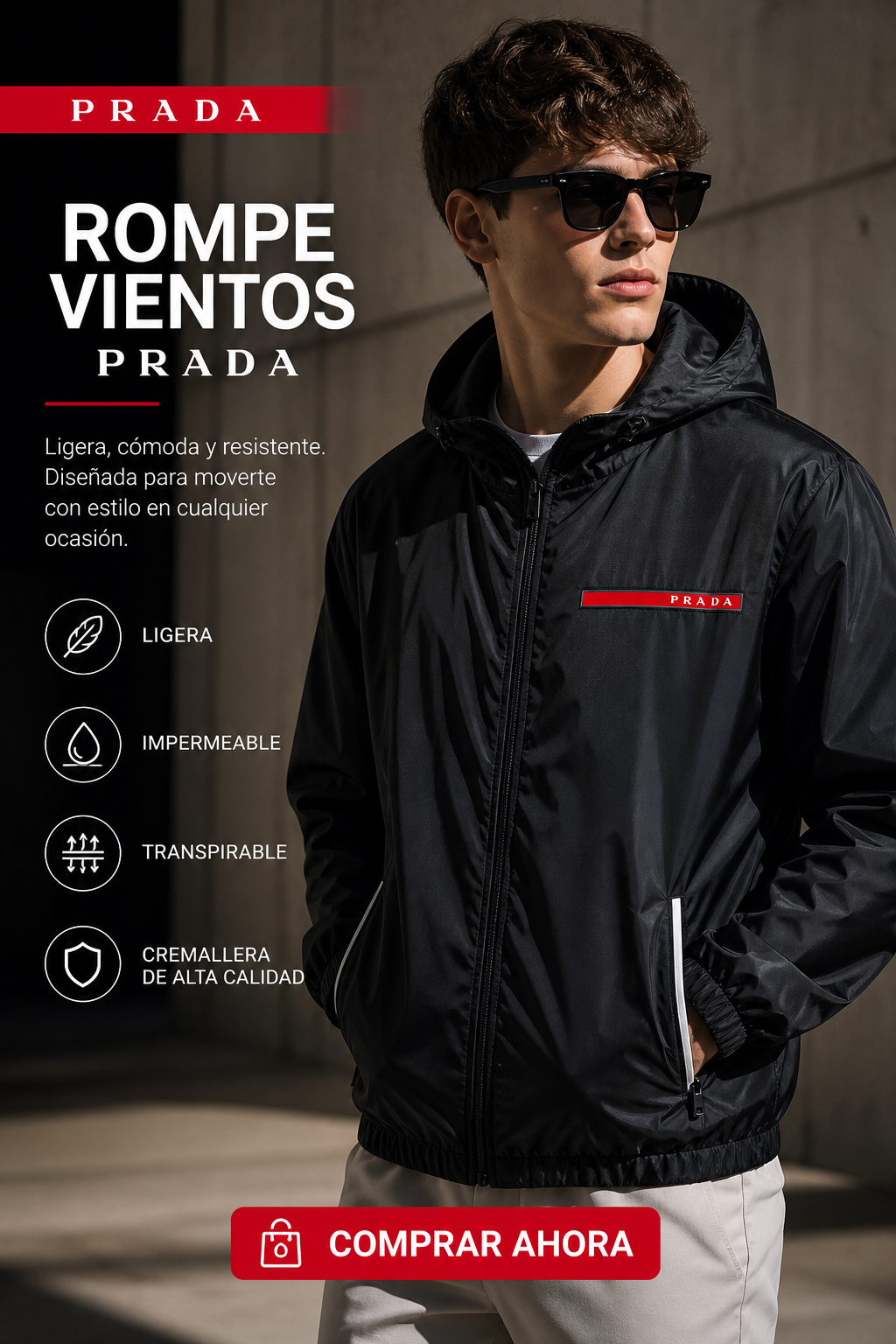 Chaqueta Rompe Vientos Prada™ | Elegancia y Protección en Cualquier Clima